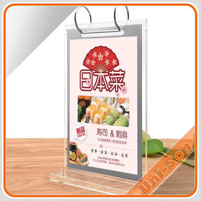 sản xuất menu mica để bàn, standee mica giá tốt