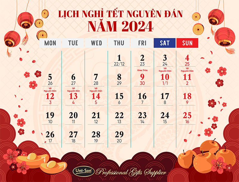 Lịch nghỉ Tết Nguyên Đán 2024